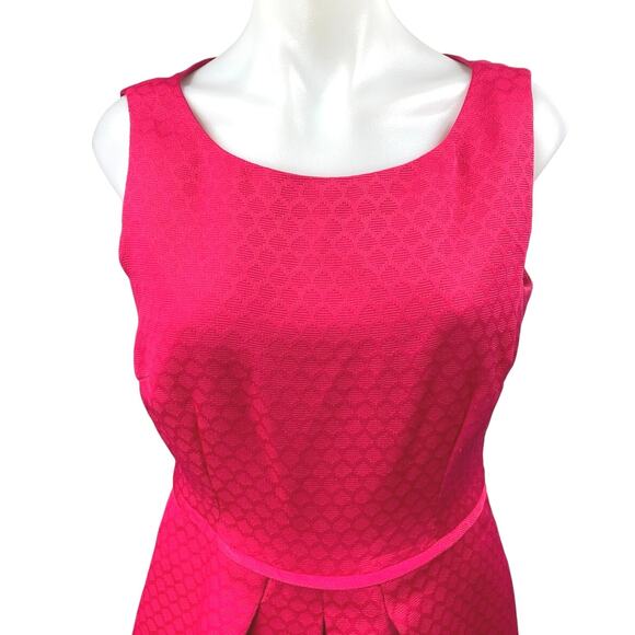 Arthur S. Levine Tahari Pink Red Sleeveless Pleated Zip Mini A-Line Dress Size 8 - Picture 3 of 5